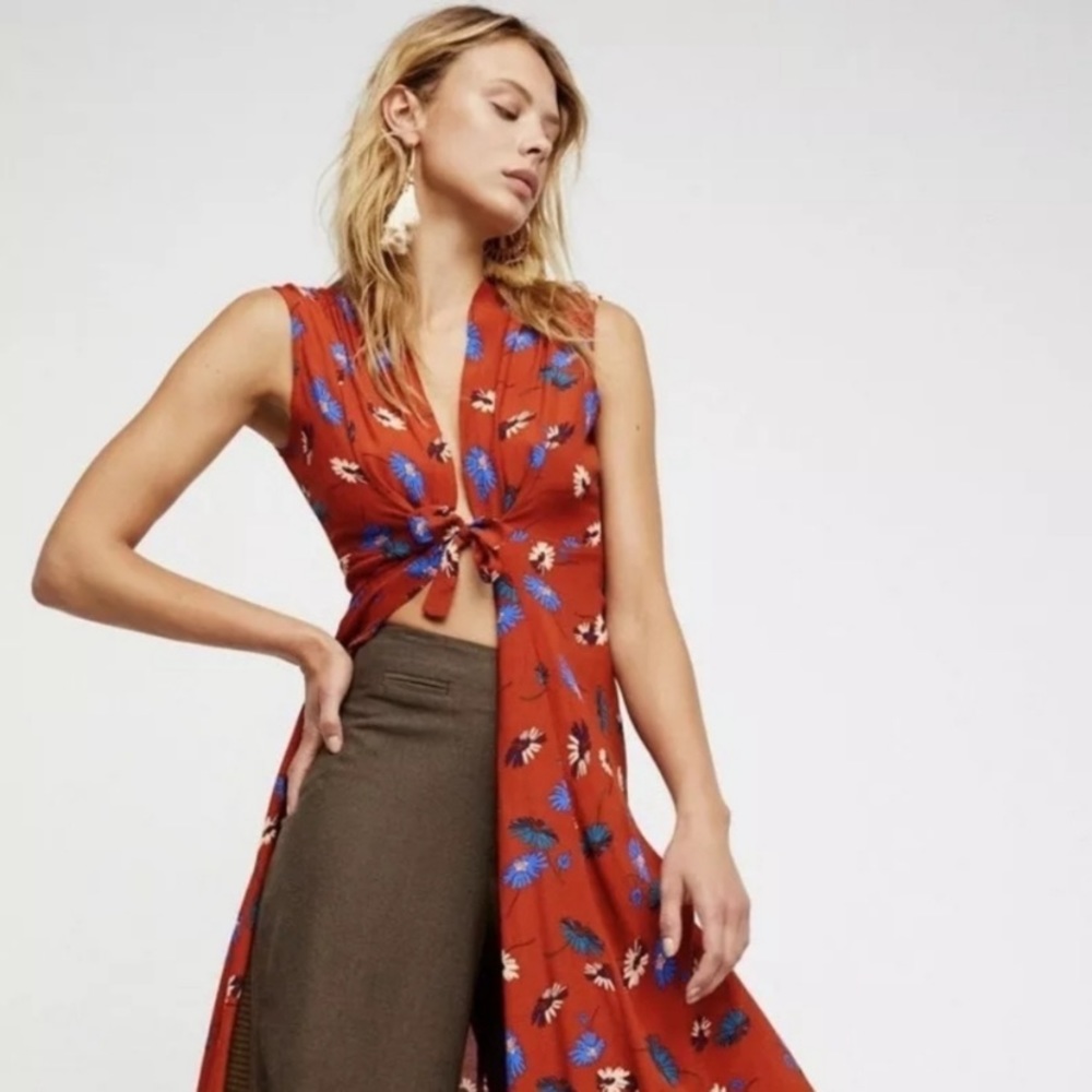 Free People boho open floral kimono duster size XS